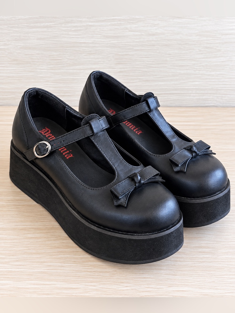 Demonia Sprite-03 Black Platform T-Strap Mary Jane Shoes Women’s 9
